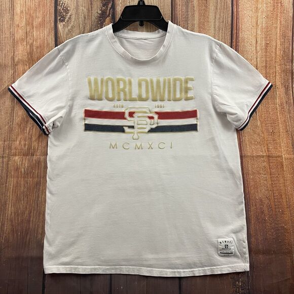 Southpole T Shirt Mens Small White Vintage Worldwide MCMXCI Short Sleeve Tee - Picture 1 of 12
